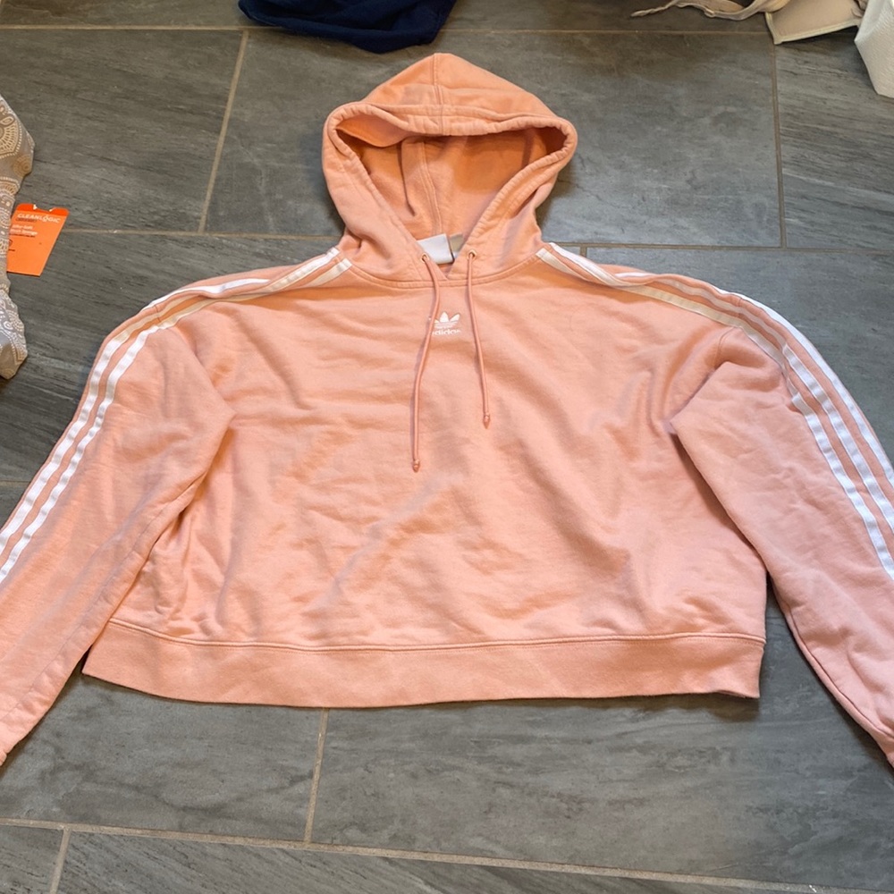 Coral adidas cropped hoodie child large